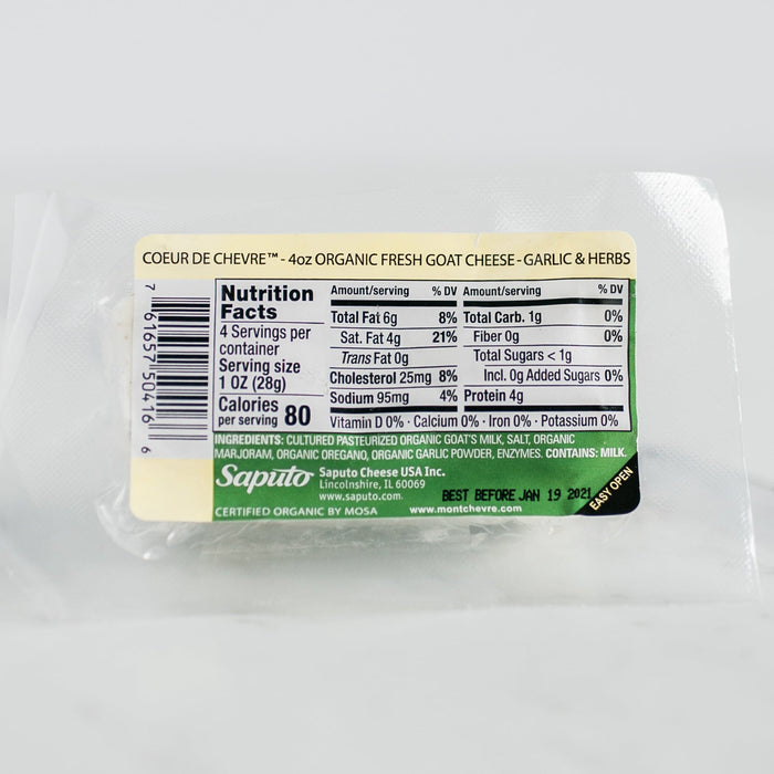 Montchevre Goat Cheese: Organic Garlic & Herbs 4oz