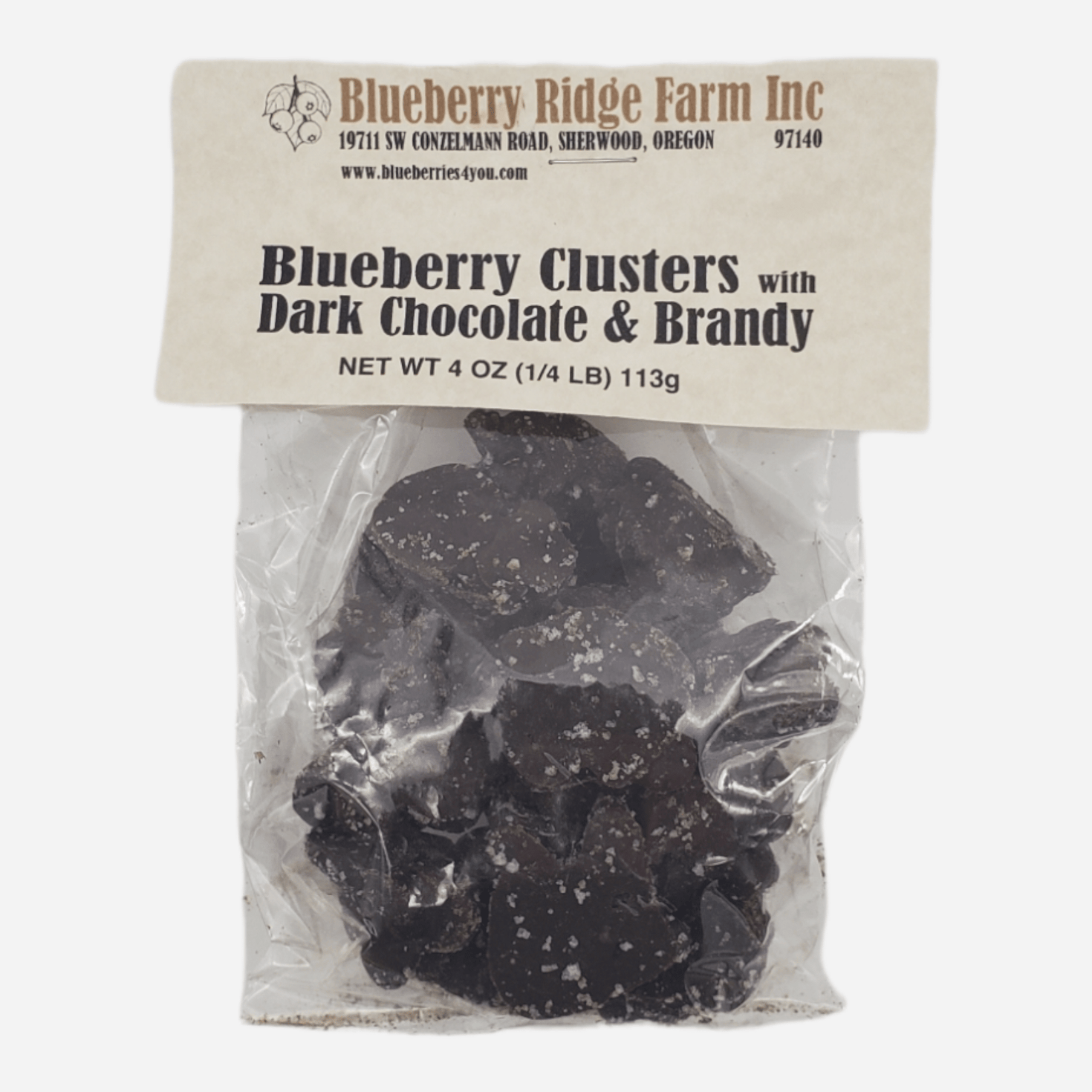 Blueberry Ridge Farms Dark Chocolate and Brandy Blueberry Clusters 4oz