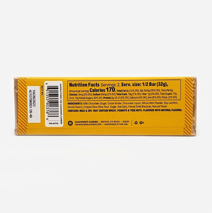 Hammond's Banana Crunch Milk Chocolate Bar 2.25oz