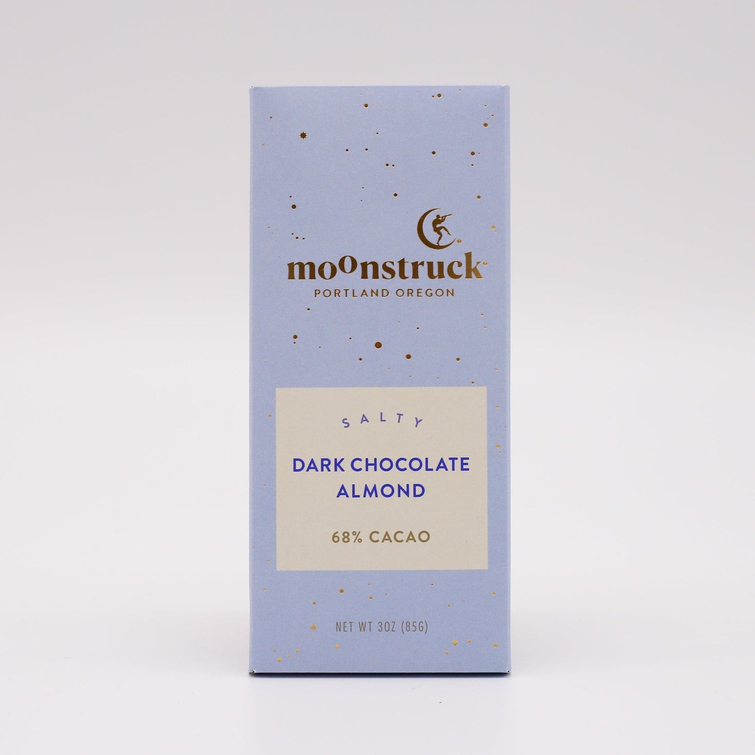 Moonstruck Chocolate Bar: Dark Chocolate Almond 3oz