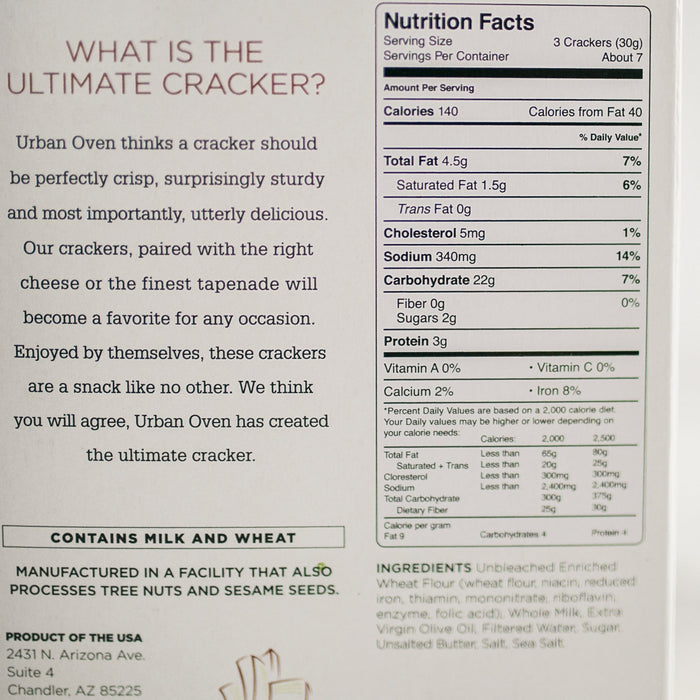 Urban Oven Crackers: Olive Oil 7.5oz